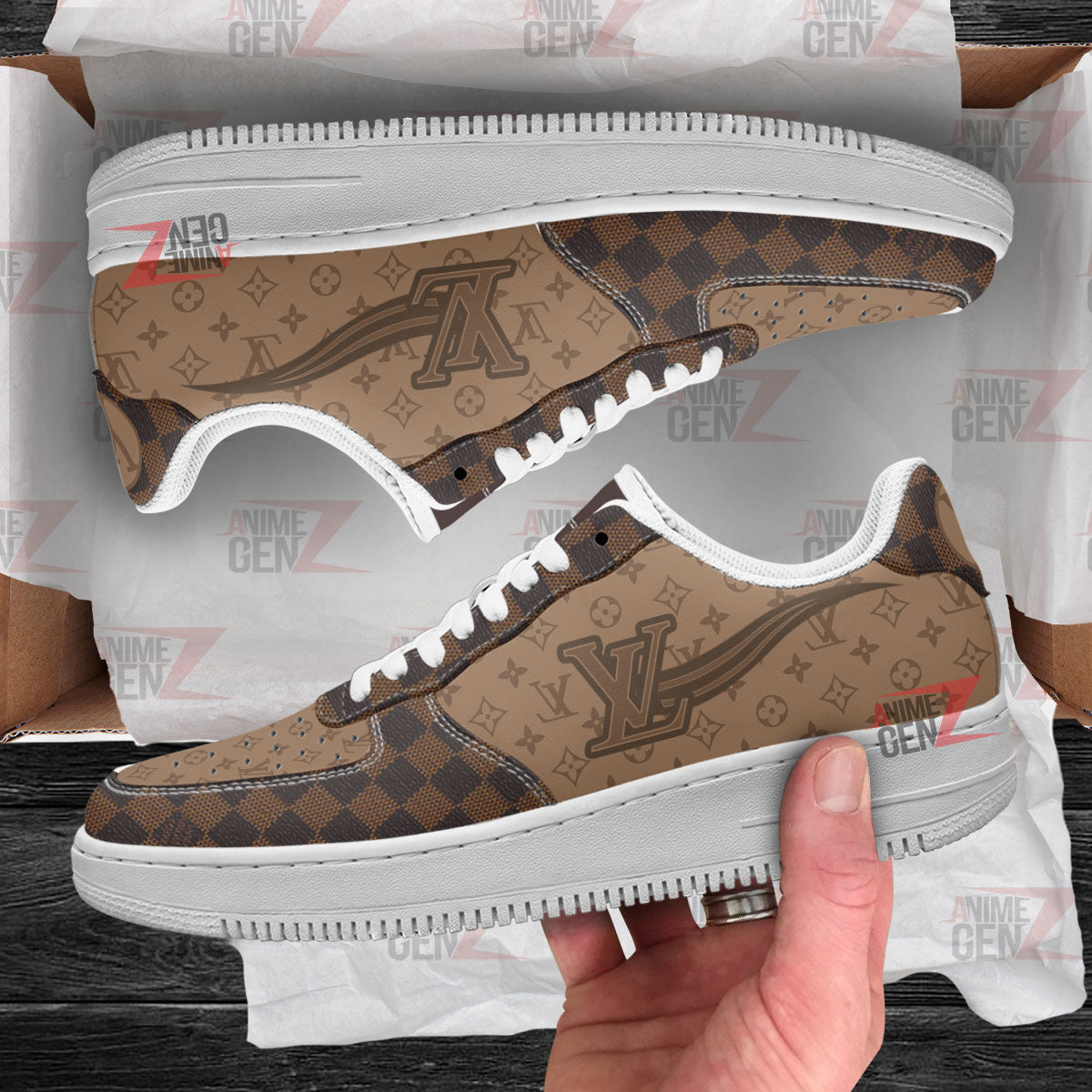 Louis Vuitton Air Force Sneakers Custom Fashion Brand Shoes